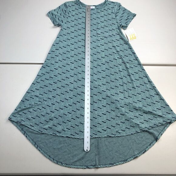 NEW LuLaRoe CARLY SWING DRESS Size XXS Abstract Green Teal NWT - Picture 3 of 9